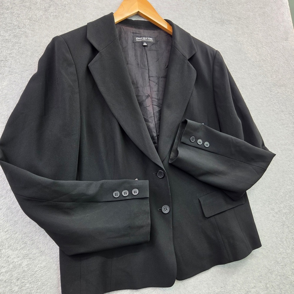 JONES NEW YORK PLATINUM Minimalist Corporate Workwear Blazer Womens 16 Black